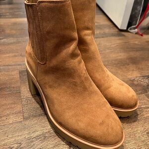 Women’s Suede Ankle Boot in Chestnut - Stylish Heeled Chelsea